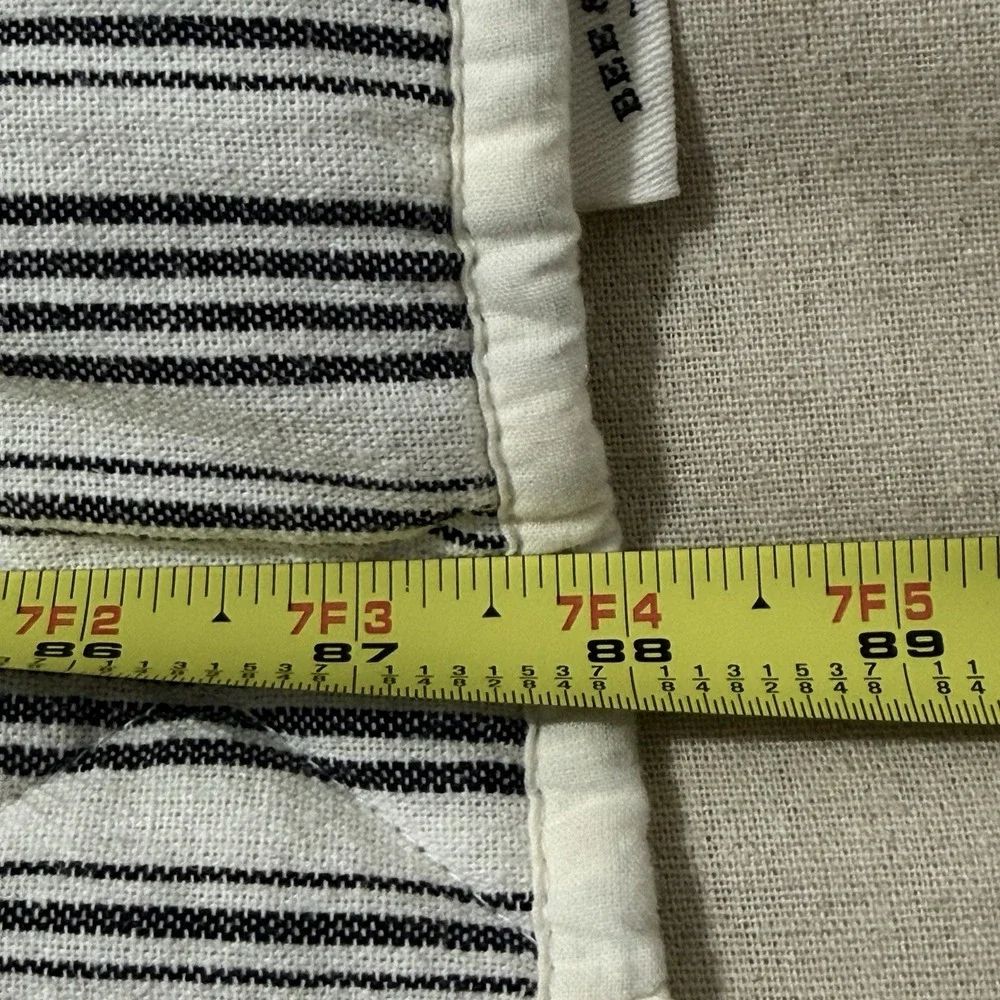 Bee And Willow Colcha Matrimonial Queen Quilt Stripe Linen Look Farmhouse Cotton